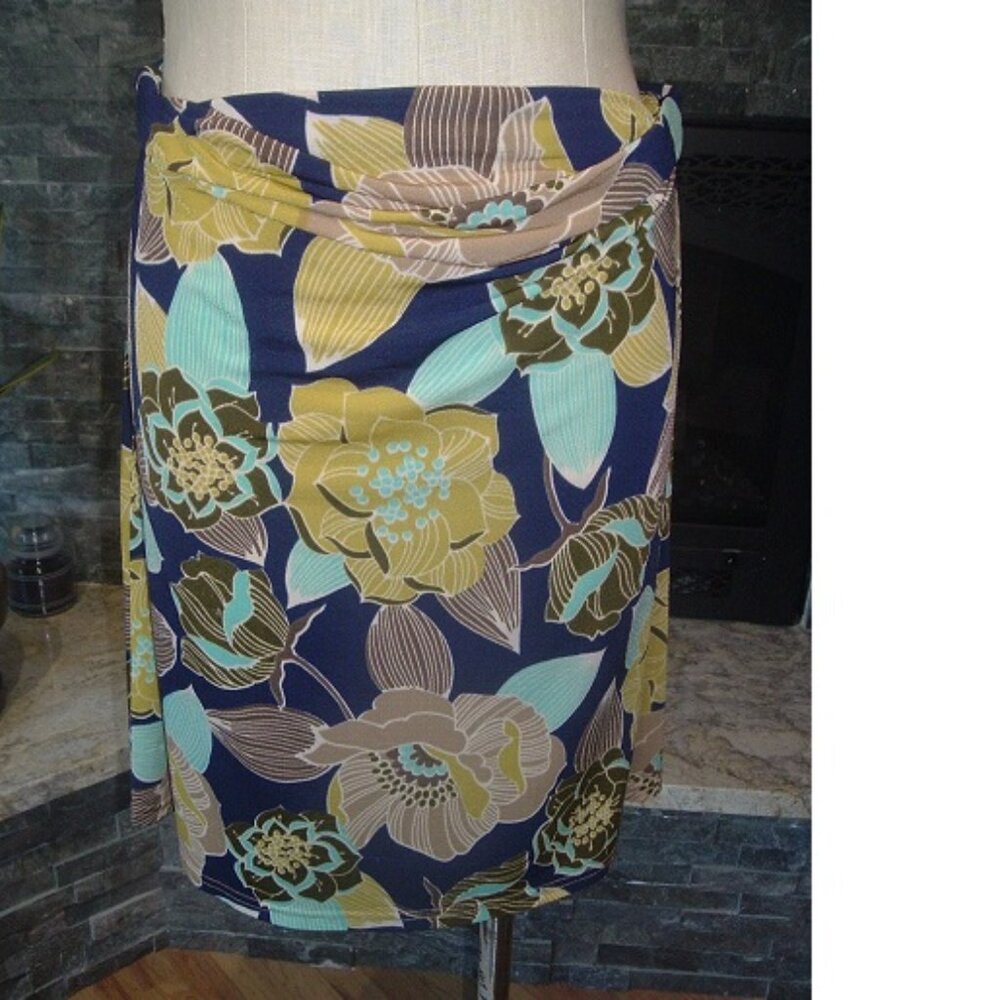 Vintage MEET ME IN MIAMI floral wide band waist skirt (maternity?) MADE IN USA